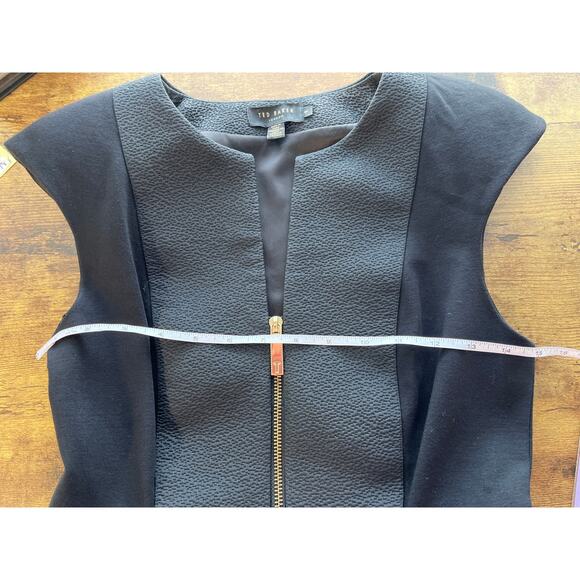 Ted Baker London  Women’s 1 US 4 Jamthun Black Evening Cocktail Dress Gold Zips - Picture 4 of 8